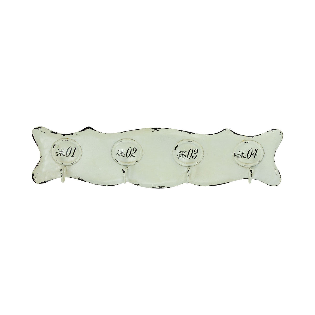 Numbered Rack – Ant.White – 4 Hooks