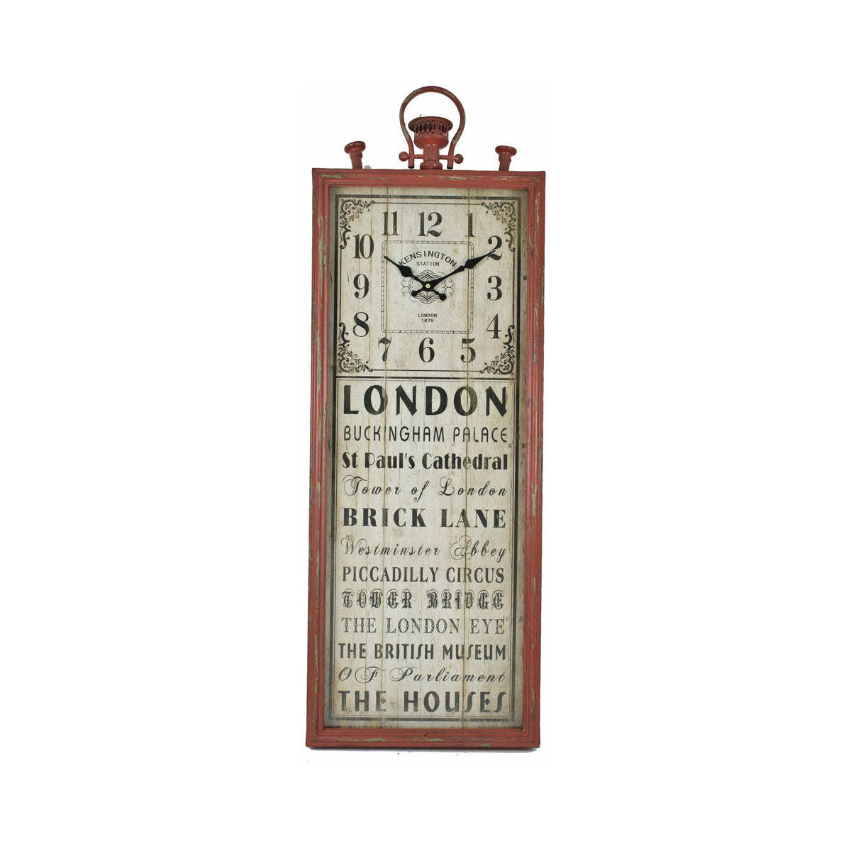 London Clock – Distressed Red