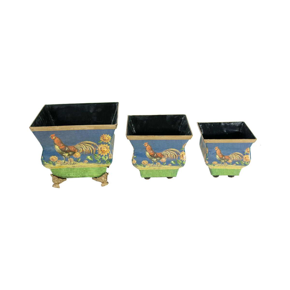 S/3 Square Rooster Planters