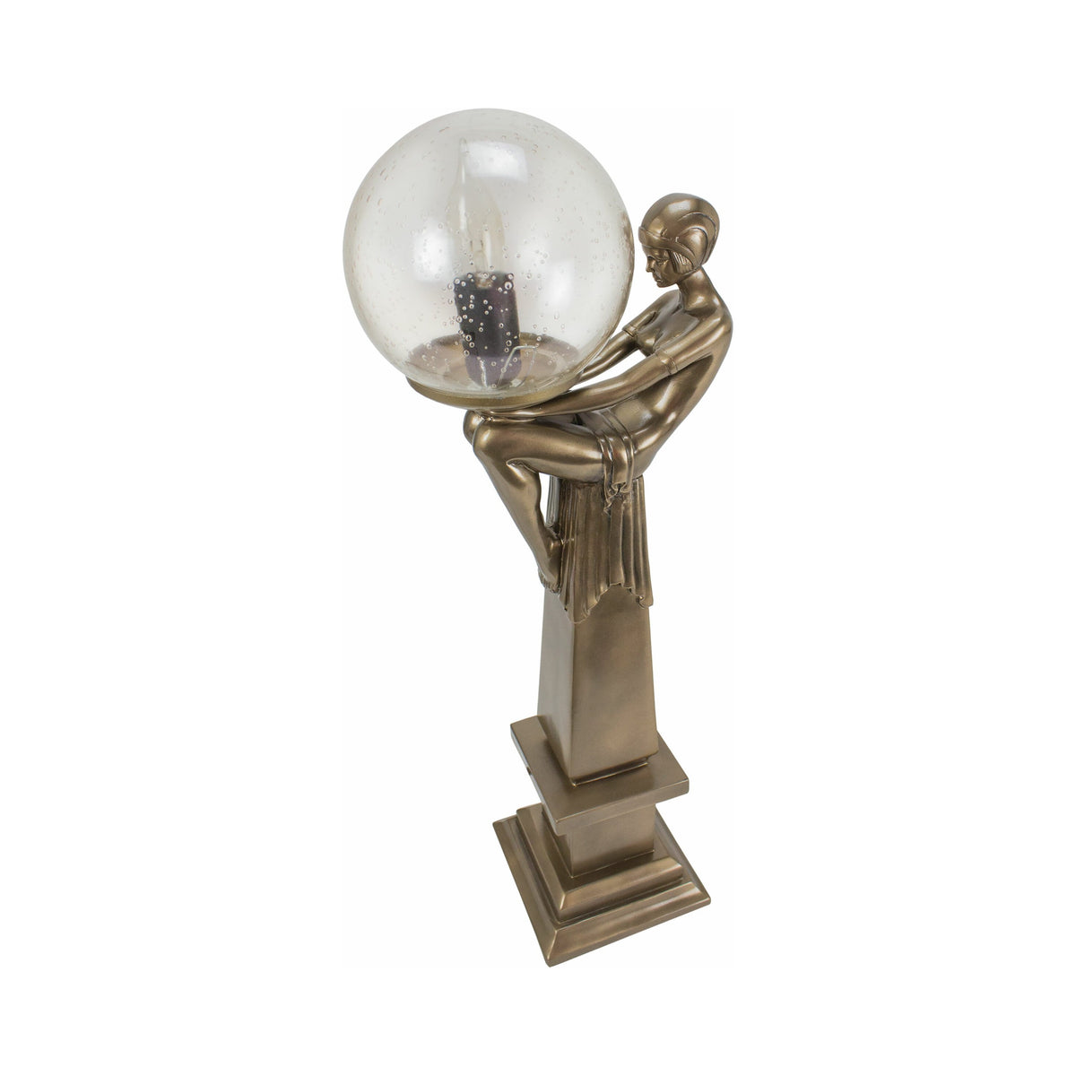 Lady Lamp w/Glass Globe Shade – Resin
