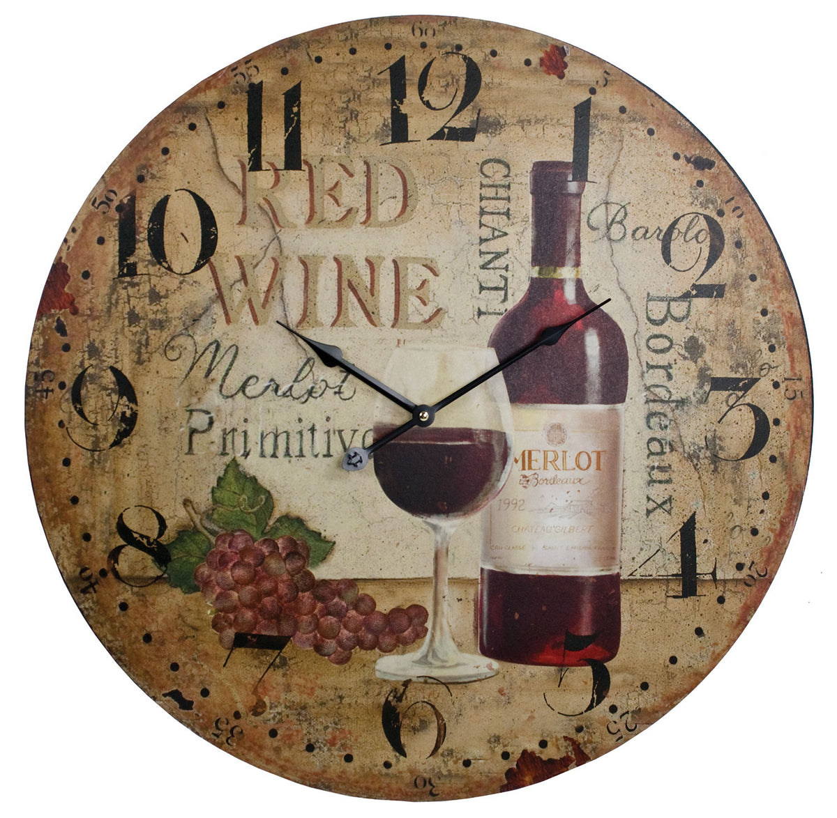 Red Wine Clock-23″ Wood W2331