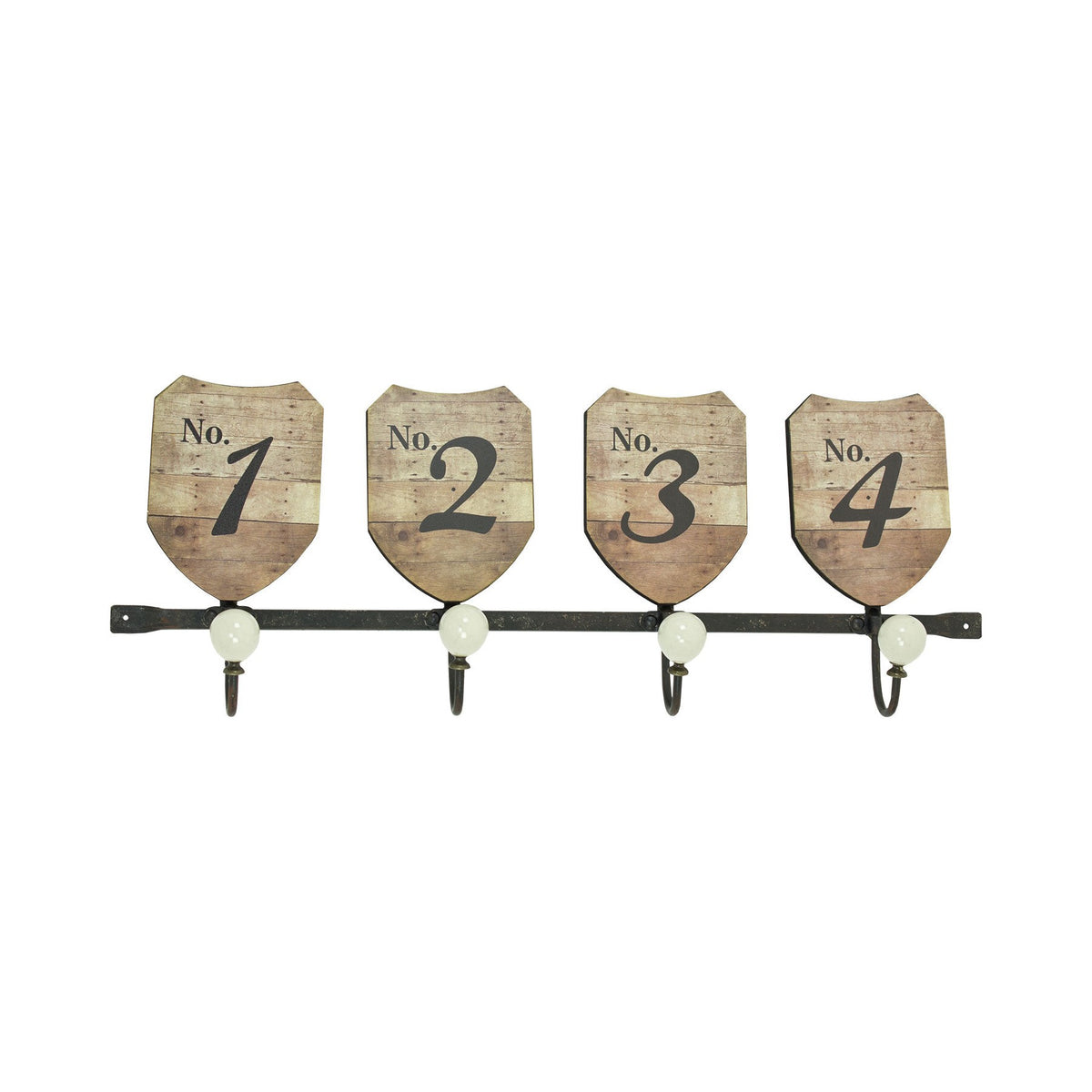 Number Rack – 4 White Ball Hooks
