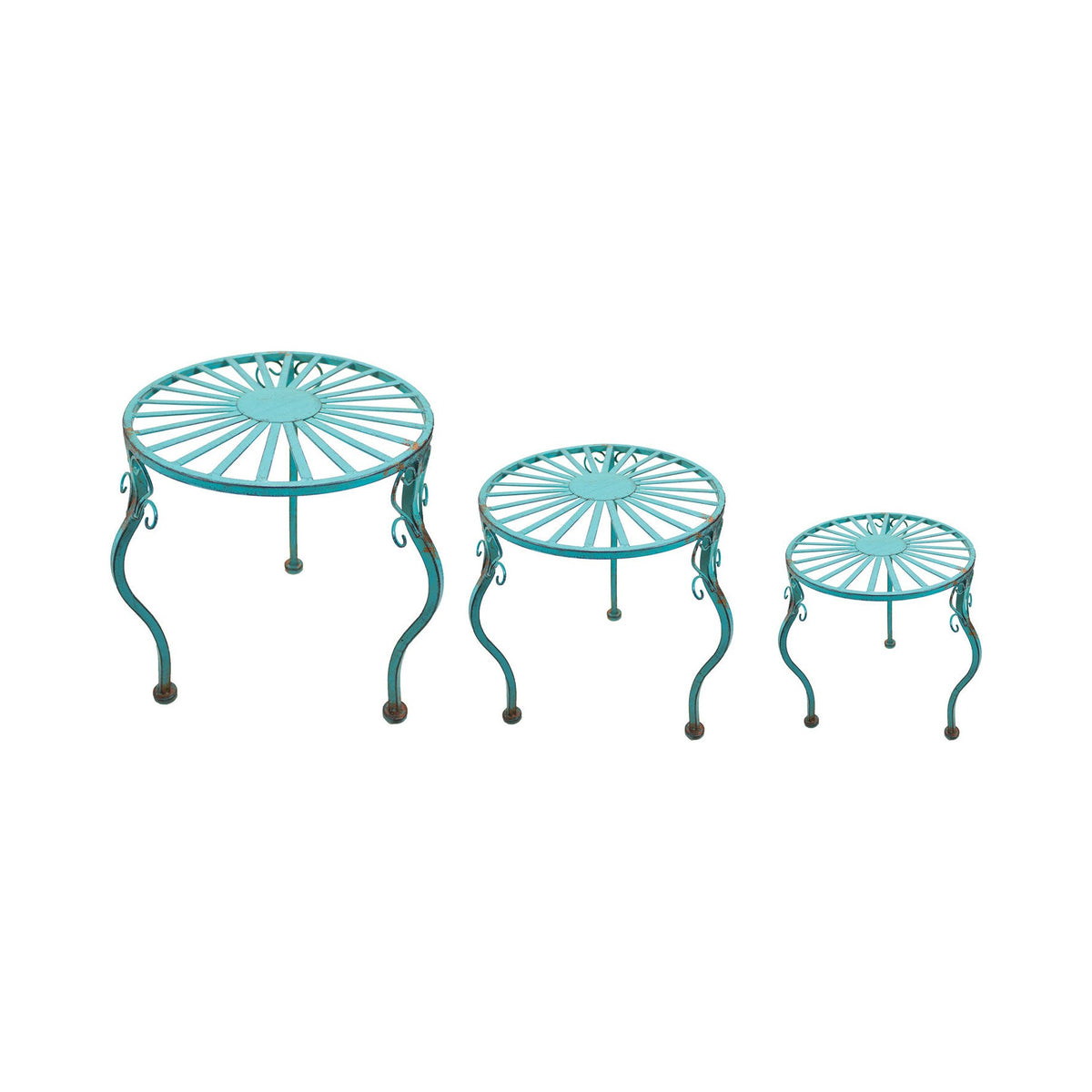 S/3 Round Planters – Blue (Pkg. 2 sets)