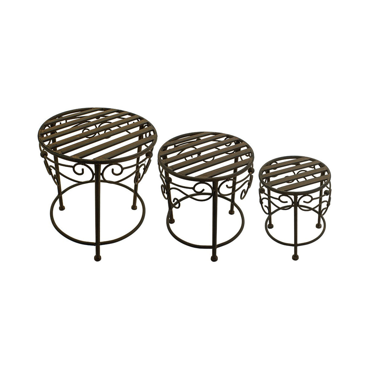 S/3 Round Plant Stands – Rust
