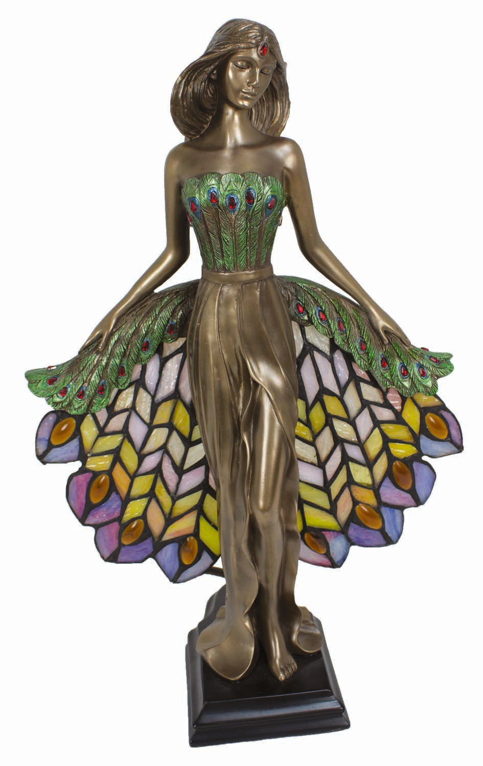 Lady Lamp w/ Peacock feathers – Resin UL102