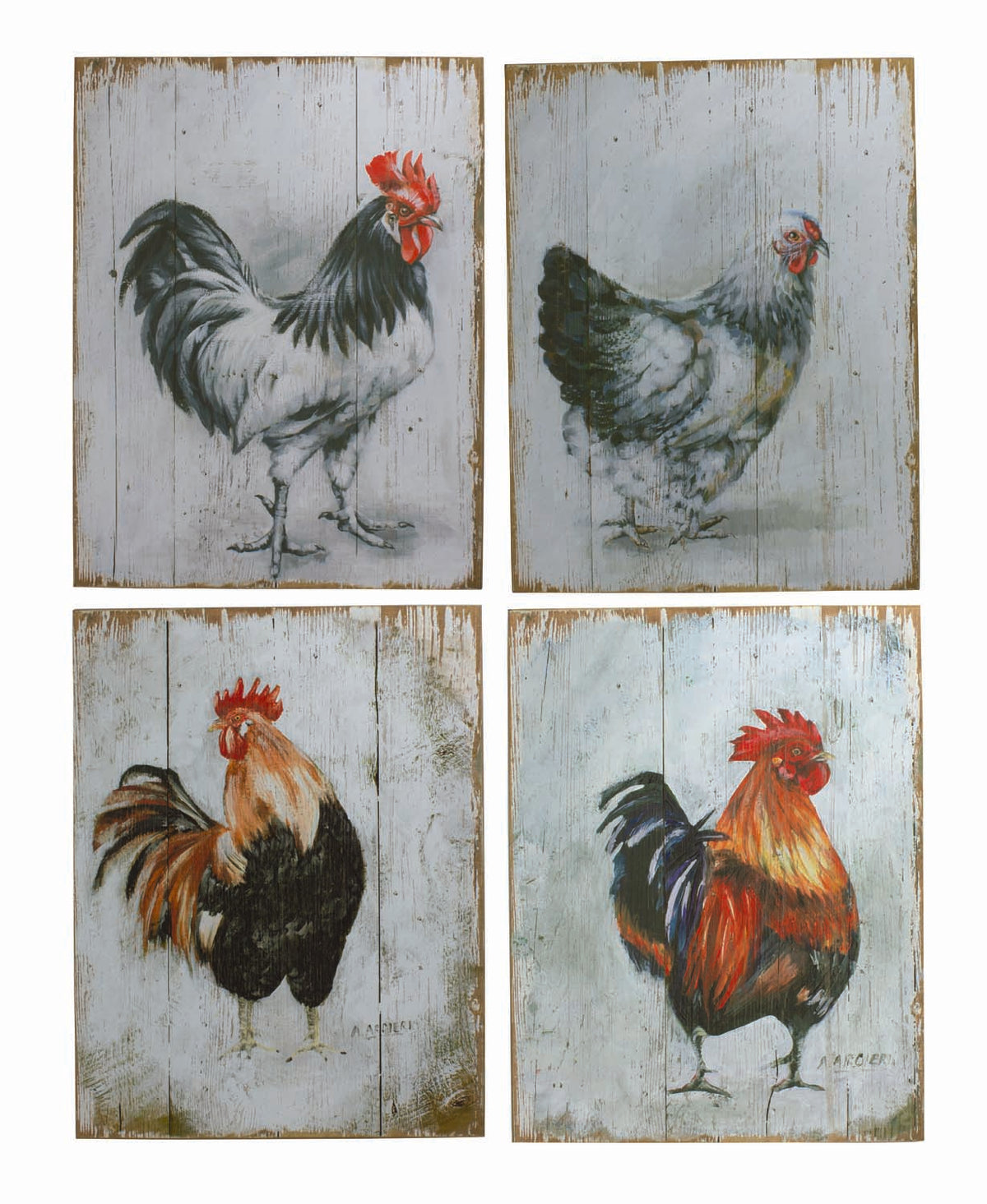 Rooster/Hen Plaques – Wood (Pkg. 4) UW2608