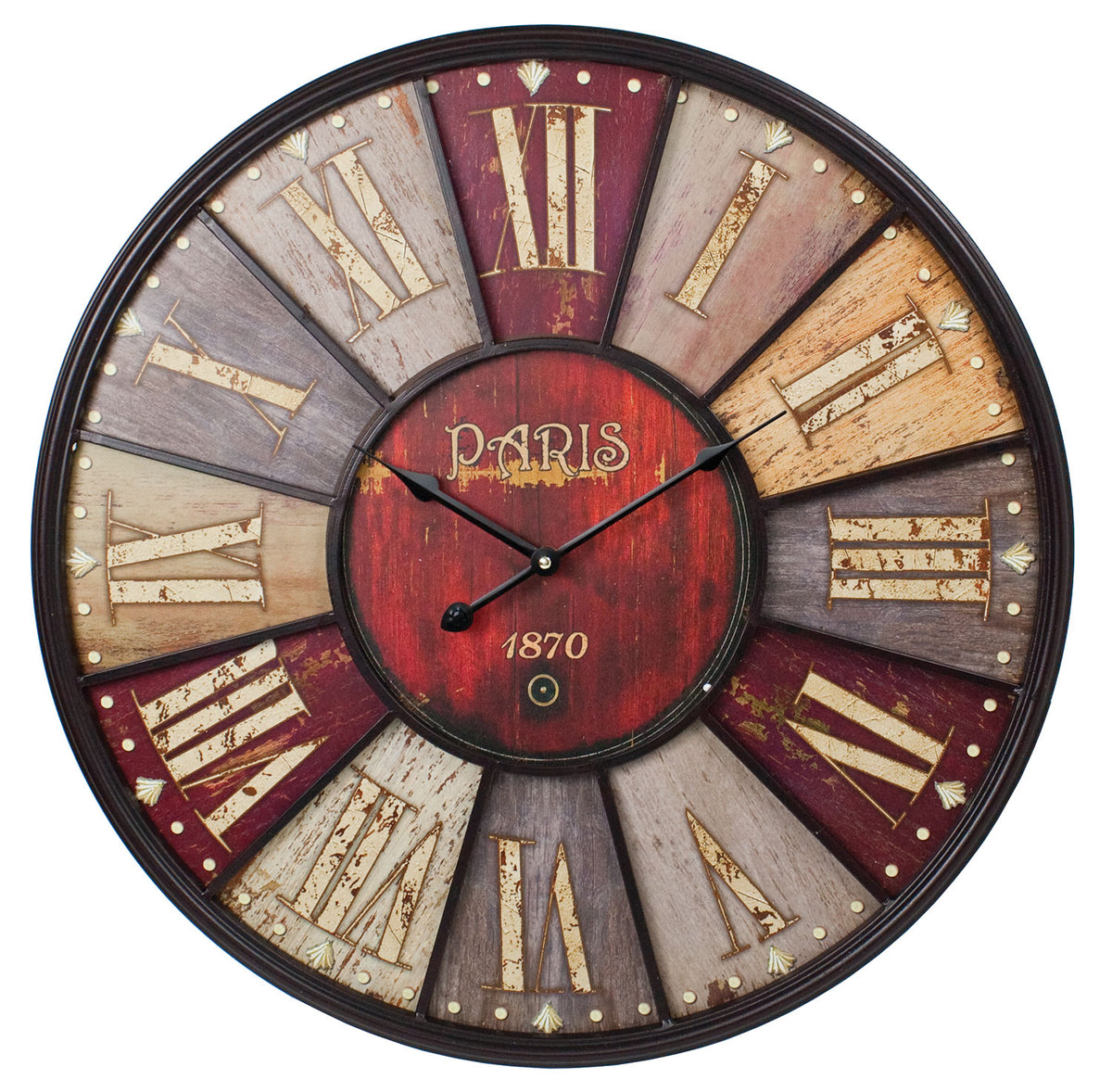 Paris Clock – Wood & Iron -23″ W2351