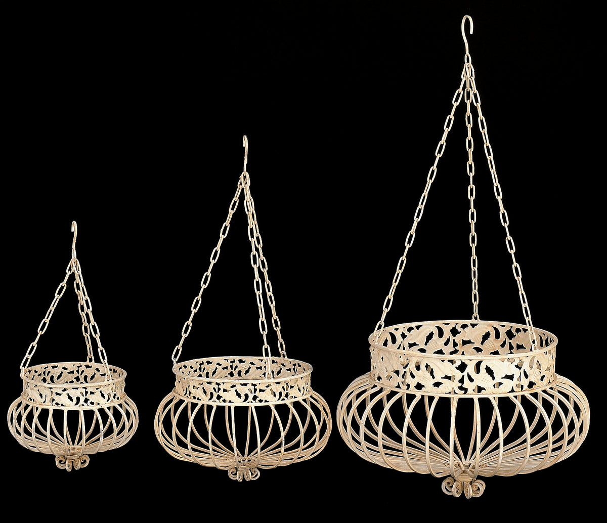 S/3 Hanging Planters – Ant. White X1234